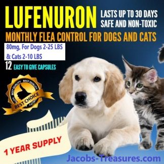 12 Months of Flea Control For Dogs 2-25 Pounds and Cats 2-10 Pounds, 80mg Lufenuron Capsules