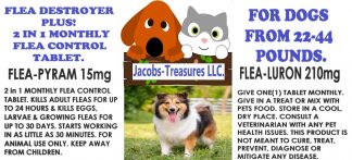 2 In 1 Monthly Flea Control Tablet, 12 Tablets, A Full Years Supply, For Dogs From 22-44 Pounds