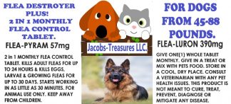2 In 1 Monthly Flea Control Tablet, 12 Tablets, A Full Years Supply, For Dogs From 45-88 Pounds